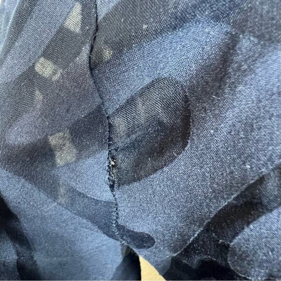 J. Crew Navy Blue Blouse Cotton Blend Burnout Sheer - Picture 7 of 7